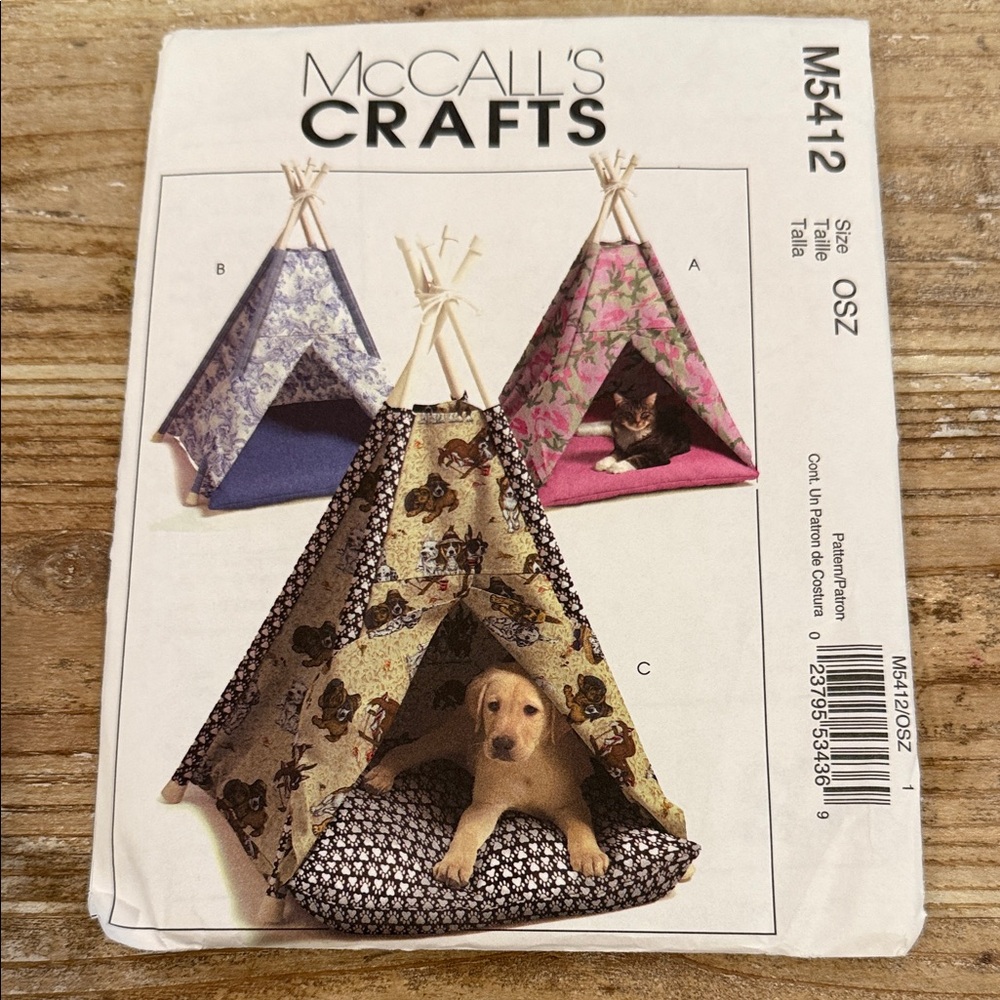 Vintage McCall's Crafts Pet Teepee Uncut Sewing Pattern M5412
